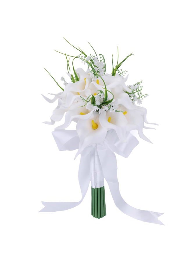 Eforcase Wedding Bouquets for Bride Bridesmaid, White Calla Lily Rose Artificial Flowers Bridal Holding Flowers for Wedding Church Ceremony Home Decoration - Image 1