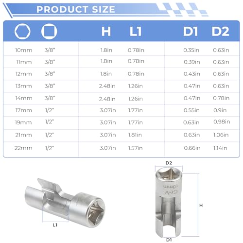 BHB 9PCS 38 12 Diesel Injector Fuel Line Socket Wrench Set 1022mm for Easy Access to Injectors Strut Nuts Sensors - Image 3