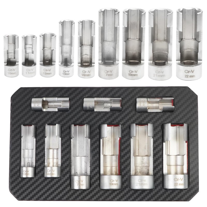 BHB 9PCS 38 12 Diesel Injector Fuel Line Socket Wrench Set 1022mm for Easy Access to Injectors Strut Nuts Sensors - Image 2