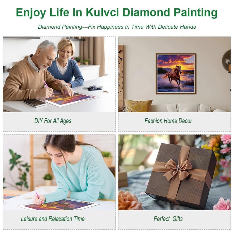 Kulvci Diamond Painting Kits for Adults, Horse Round Full Drill Diamond Art Kits, 5D DIY Diamonds Crafts for Home Wall Decoration Gifts 12Ã—12inch - Image 3
