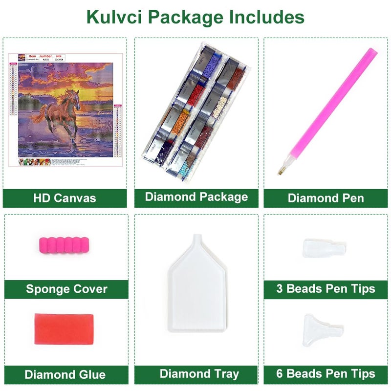 Kulvci Diamond Painting Kits for Adults, Horse Round Full Drill Diamond Art Kits, 5D DIY Diamonds Crafts for Home Wall Decoration Gifts 12Ã—12inch - Image 5