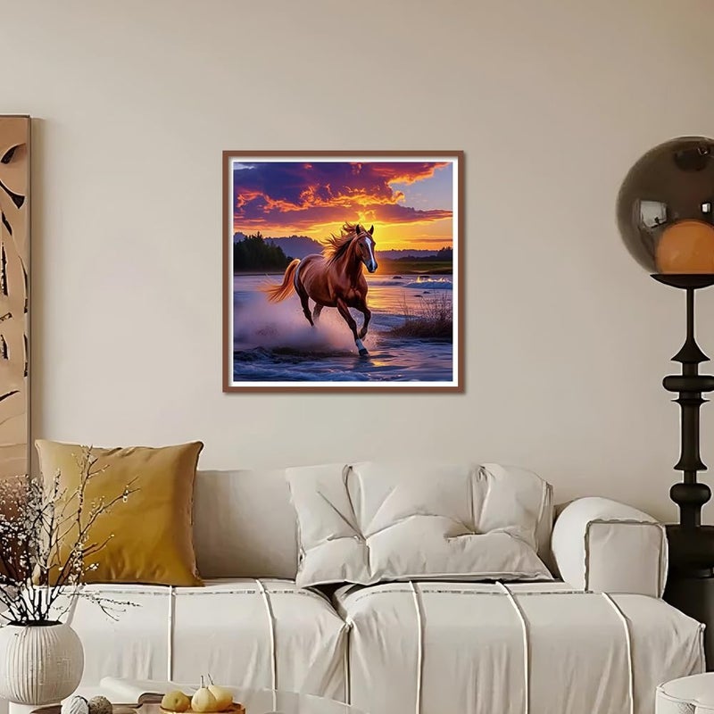 Kulvci Diamond Painting Kits for Adults, Horse Round Full Drill Diamond Art Kits, 5D DIY Diamonds Crafts for Home Wall Decoration Gifts 12Ã—12inch - Image 2