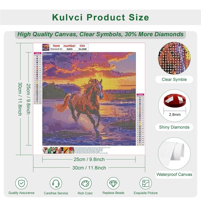 Kulvci Diamond Painting Kits for Adults, Horse Round Full Drill Diamond Art Kits, 5D DIY Diamonds Crafts for Home Wall Decoration Gifts 12Ã—12inch - Image 4