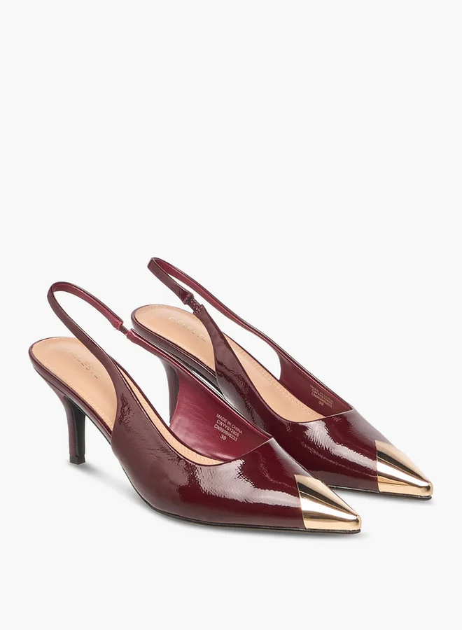 Celeste Women's Solid Pointed Toe Slingback Shoes with Stiletto Heels