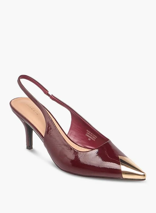Celeste Women's Solid Pointed Toe Slingback Shoes with Stiletto Heels