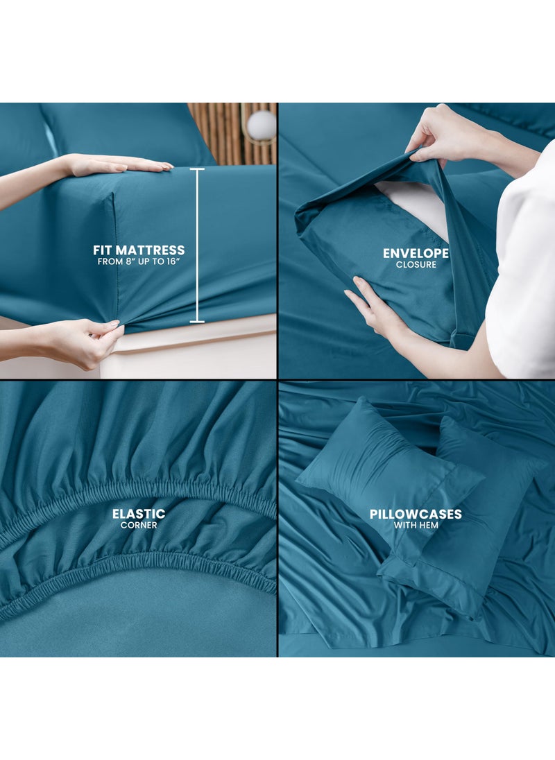 Utopia Bedding Utopia Bedding Full Bed Sheets Set - 4 Piece Bedding - Brushed Microfiber - Shrinkage and Fade Resistant - Easy Care (Full  Denim Blue)  - Image 4
