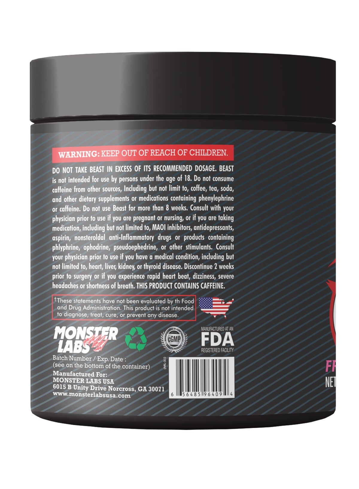 Monster Labs Beast V2, Pre Workout, 35 Servings (Fruit Punch)