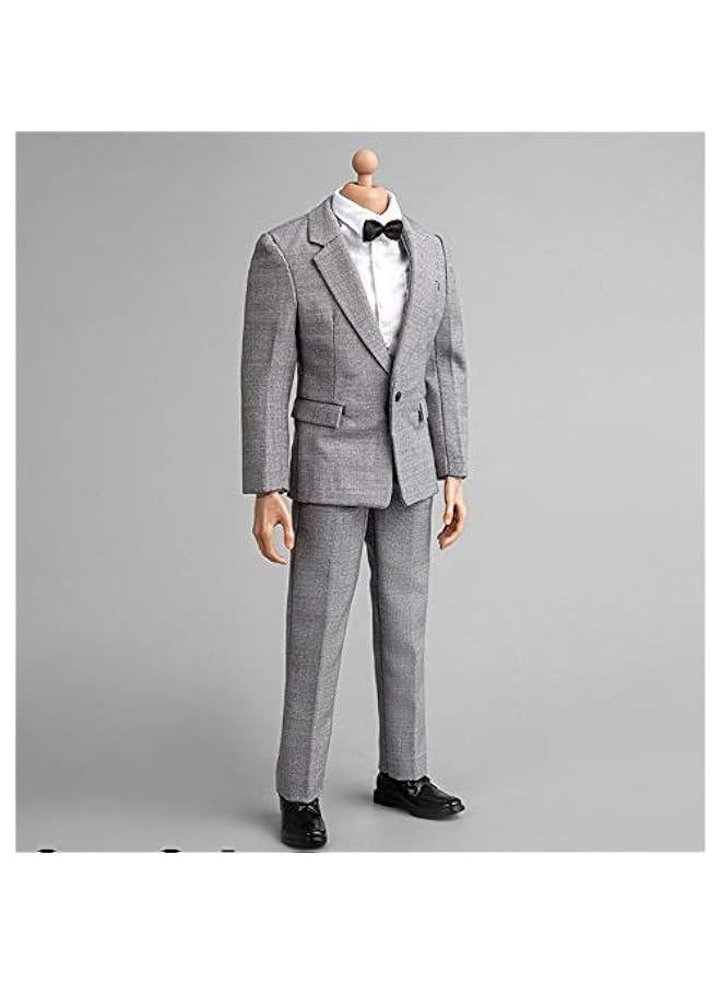 1/6 Scale Male Figure Doll Clothes, Handmade Full Suit, Jacket, Shirt, Pant & Accessories Outfit for 12 Male Action Figure DC082 (Grey)  - Image 2