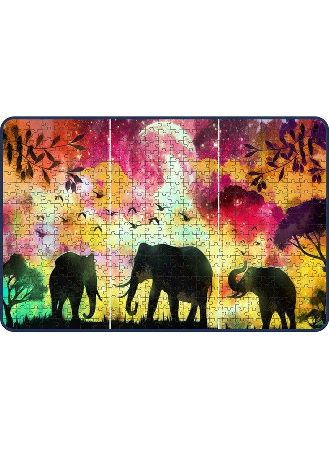 Webby Kid Elephants in A Forest Painting Wooden Jigsaw Puzzle, 500 Pieces - Image 1