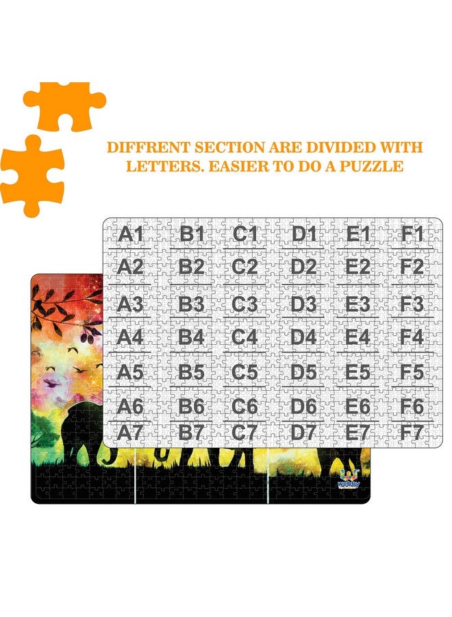 Webby Kid Elephants in A Forest Painting Wooden Jigsaw Puzzle, 500 Pieces - Image 3