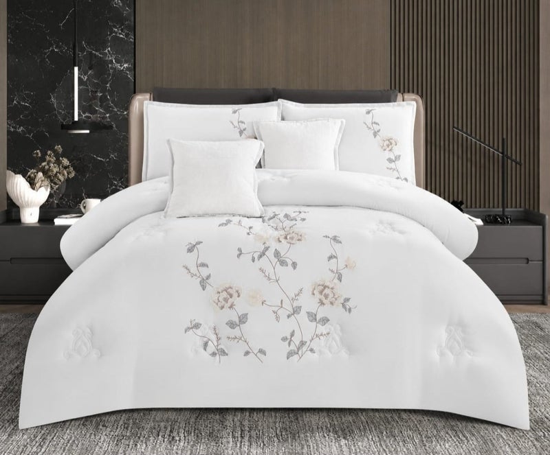 Luxury 8-Piece Embroidered Summer Bedding Set (Double) – Comfortable Materials and Attractive Modern Design - Image 1