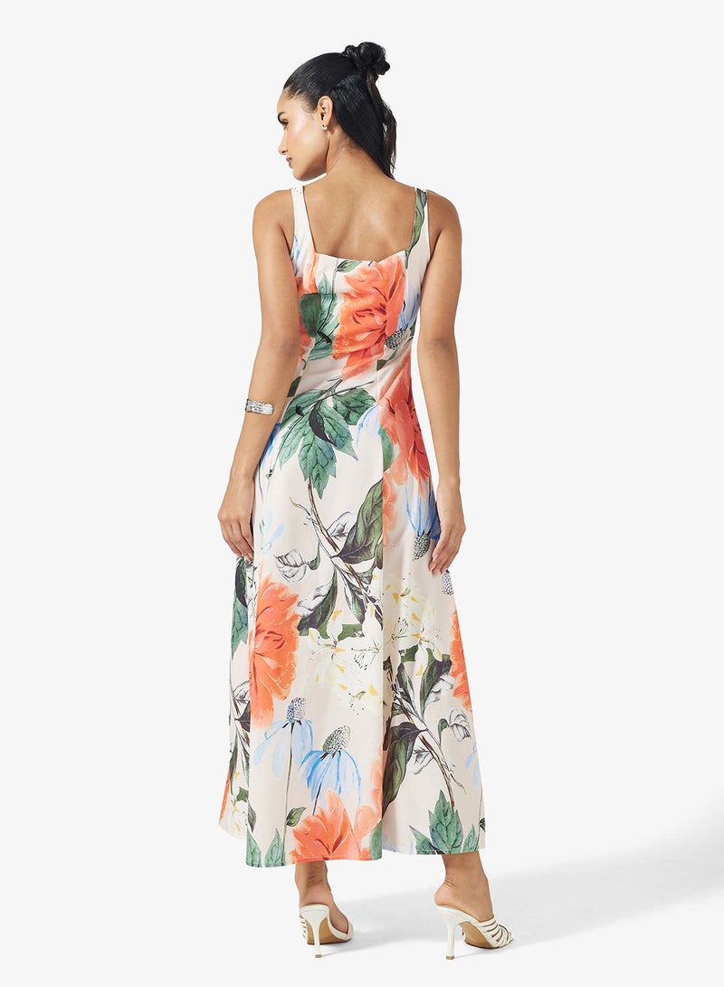 Ginger Square Neck Floral A Line Dress - Image 2