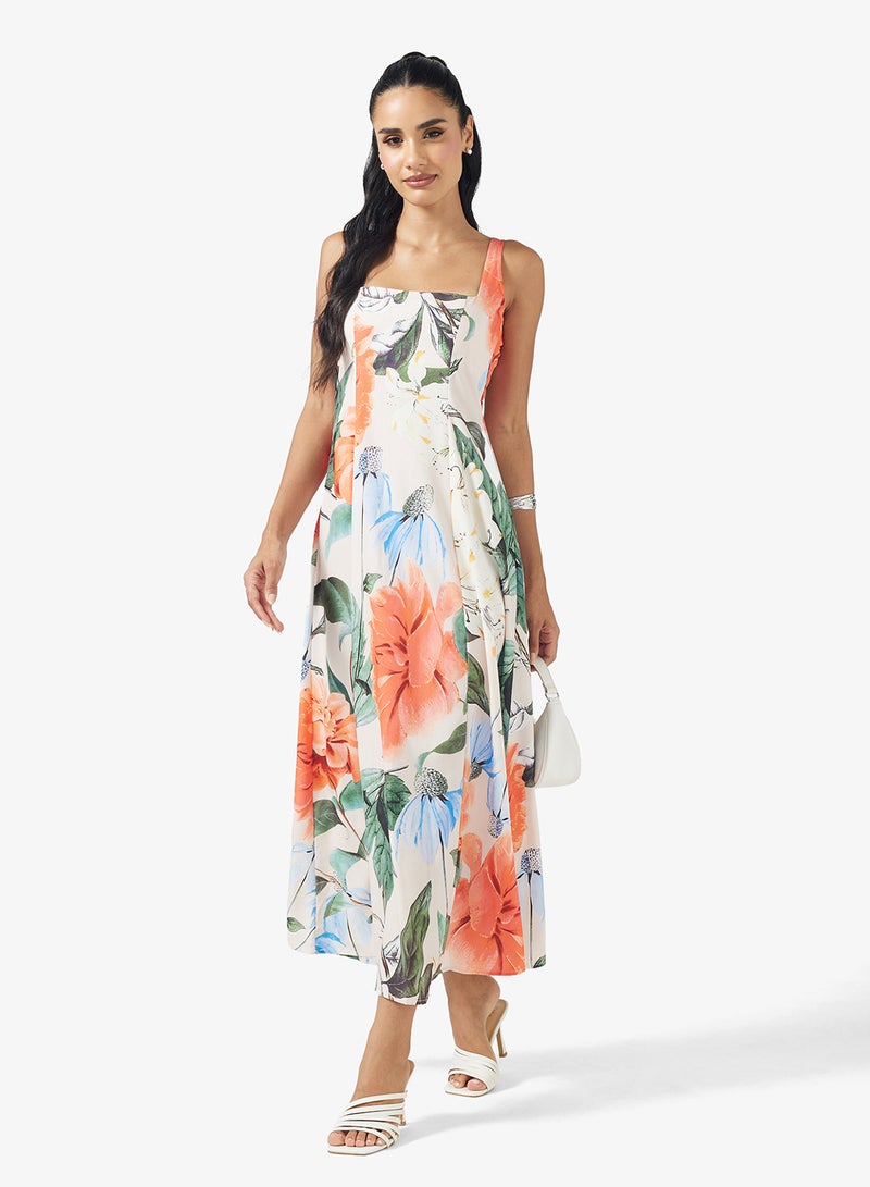 Ginger Square Neck Floral A Line Dress - Image 1