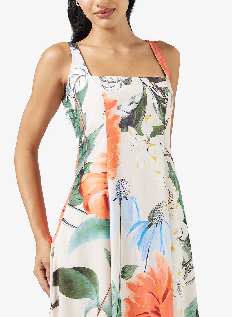 Ginger Square Neck Floral A Line Dress - Image 3