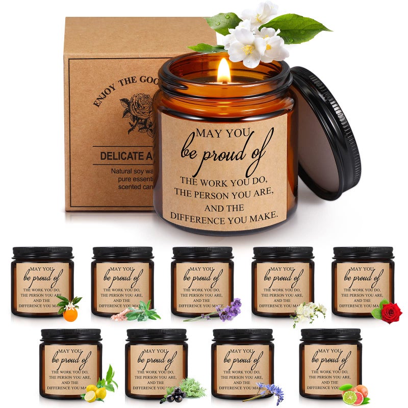 Fumete 10 Pcs Jars Scented Soy Candles 35 oz May You Be Proud of The Difference Candles Team Thank You Gifts for Employee Appreciation Gifts Coworker Housekeeping TeachersAmberProud