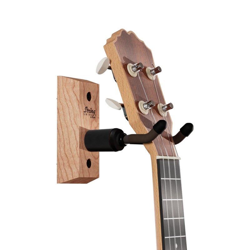 String Swing Ukulele Wall Mount Stand for Mandolin Uke Concert Pineapple Soprano Tenor and Baritone Compatible Case Alternative Kit for Home or Studio  Cherry Hardwood