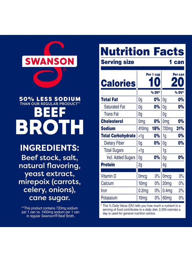 Swanson's 100% Natural, 50% Less Sodium Beef Broth, 14.5 Oz Can - Image 2