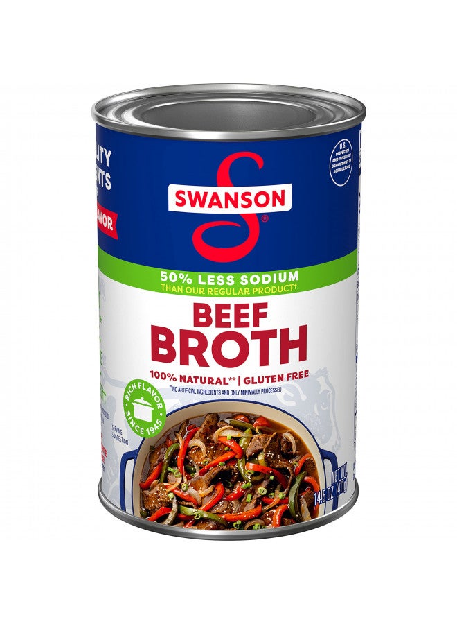 Swanson's 100% Natural, 50% Less Sodium Beef Broth, 14.5 Oz Can - Image 1