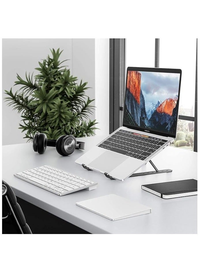 OMAKSS Laptop Stand for Desk, Adjustable Laptop Riser Foldable Portable Laptop Holder, Ventilated Cooling Notebook Stand for MacBook Pro Air, Lenovo, Dell, HP, Laptops,Tablet Black - Image 4
