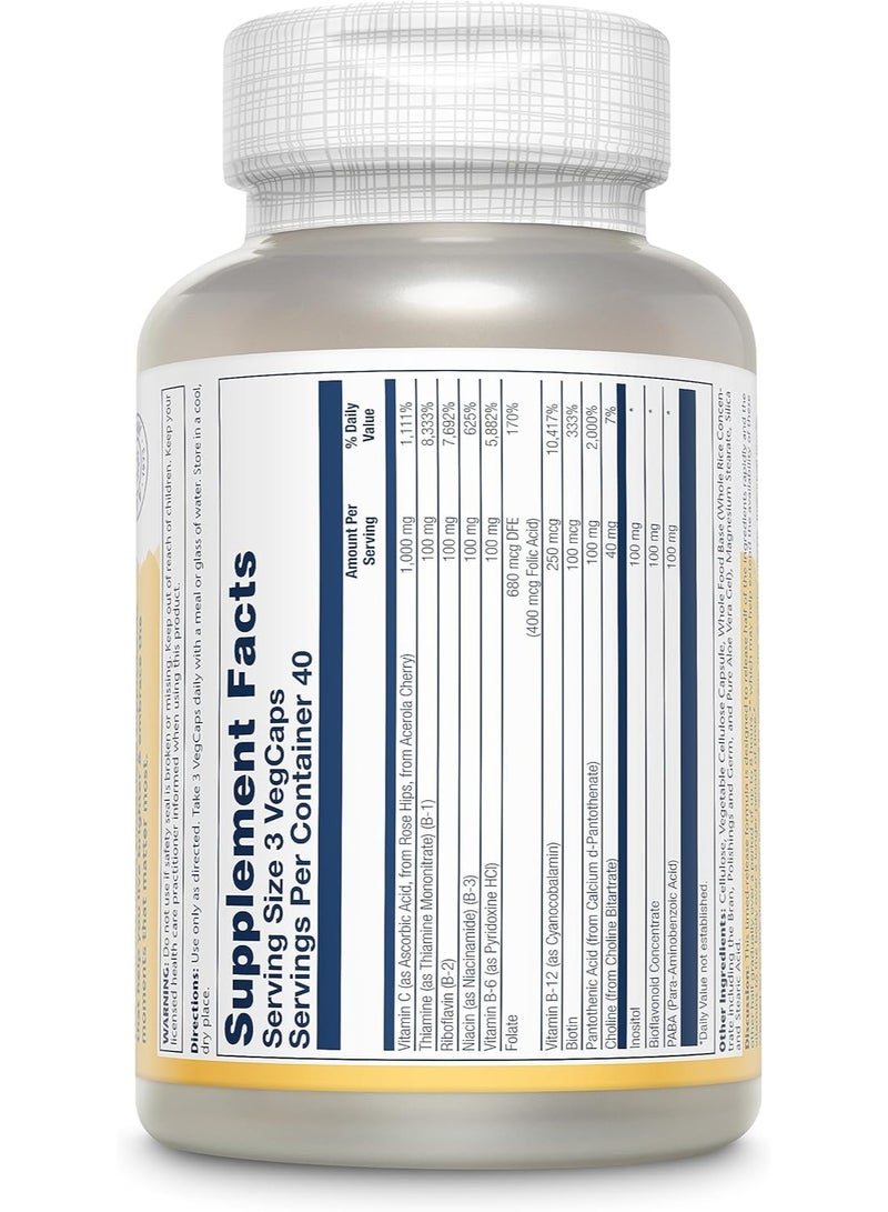 ميجا فيتامين ب للإجهاد، ١٢٠ كبسولة نباتية - مركب ب مُطلق مؤقتًا مع فيتامين سي لدعم الإجهاد والطاقة - Image 2