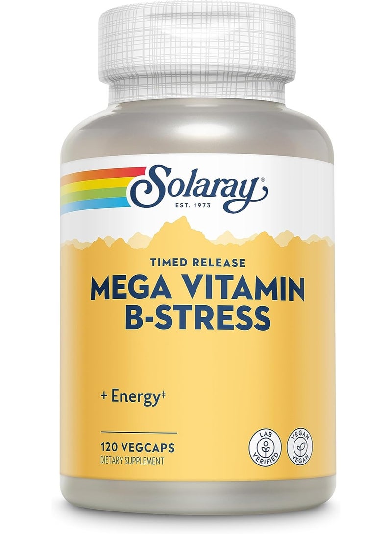 ميجا فيتامين ب للإجهاد، ١٢٠ كبسولة نباتية - مركب ب مُطلق مؤقتًا مع فيتامين سي لدعم الإجهاد والطاقة - Image 1