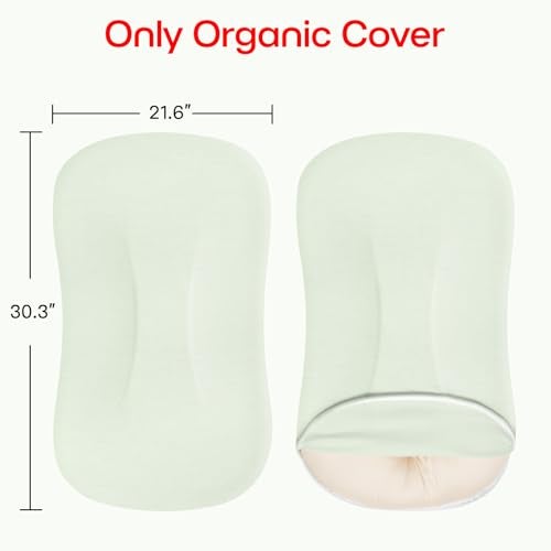 MEXXI Organic Baby Lounger Cover | 100% Organic Cotton Hypoallergenic and Breathable Baby Nest (Pistachio Green, Organic Cotton) - Image 2
