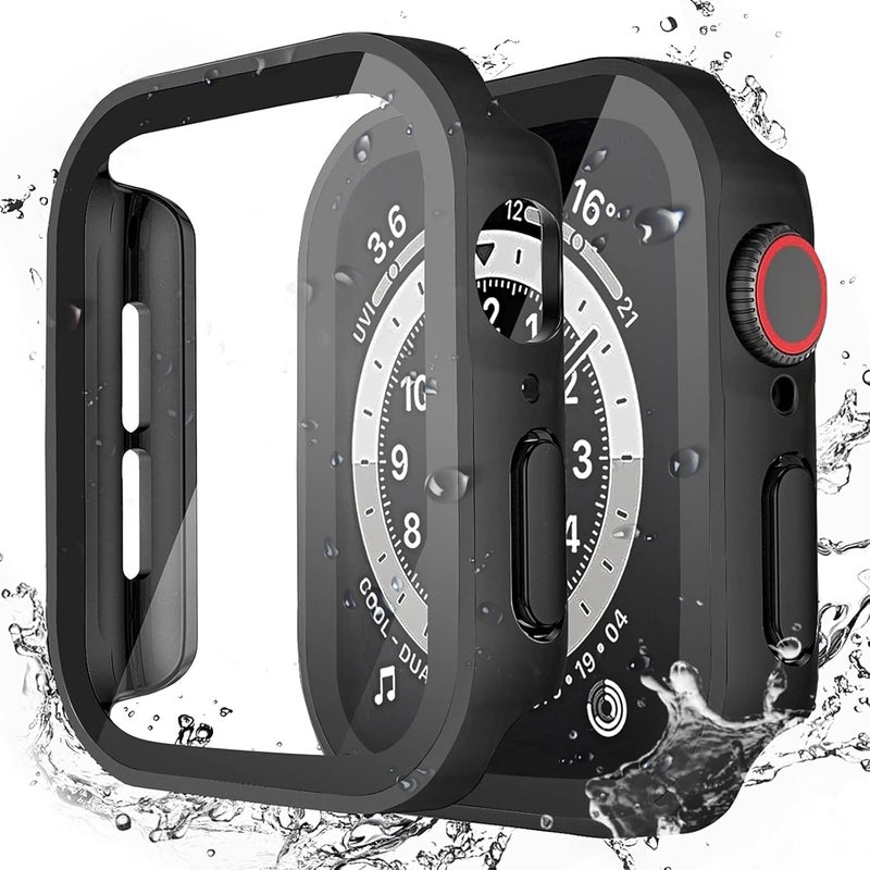 LISAMER Compatible Apple Watch Case Series 10/9/8/SE/7/6/5/4 46mm Waterproof One-Piece New Design 3D Right Angle Edge Ultra Thin PC+Glass Material High Transmittance Compatible Apple Watch Cover Full - Image 1