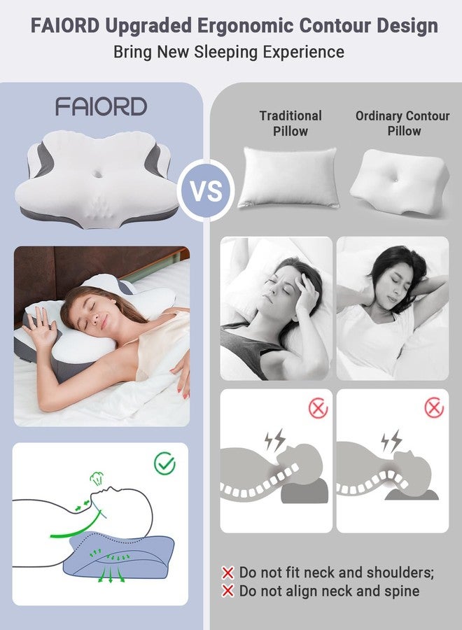FAIORD Cervical Pillow for Neck and Shoulder Pain, Ergonomic Contour Orthopedic Pillow with Cooling Pillow Covers & Support Sticks, Memory Foam Pillows for Side, Back and Stomach Sleepers Pain Relief - Image 5