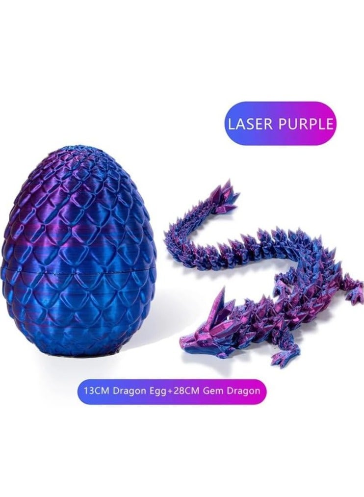 3D Printed Dragon in Egg, Full Articulated Dragon Crystal Dragon with Dragon Egg, Home Office Decor Executive Desk Toys, Adults Fidget Toys for ADHD - Image 5