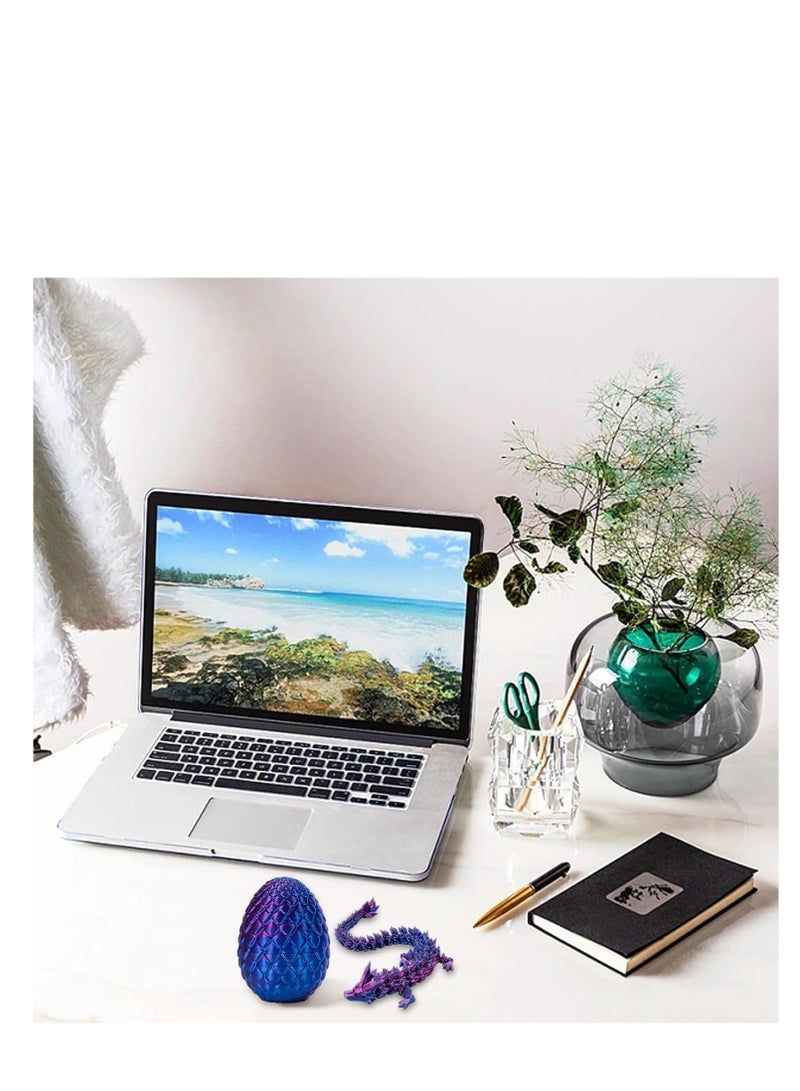 3D Printed Dragon in Egg, Full Articulated Dragon Crystal Dragon with Dragon Egg, Home Office Decor Executive Desk Toys, Adults Fidget Toys for ADHD - Image 4