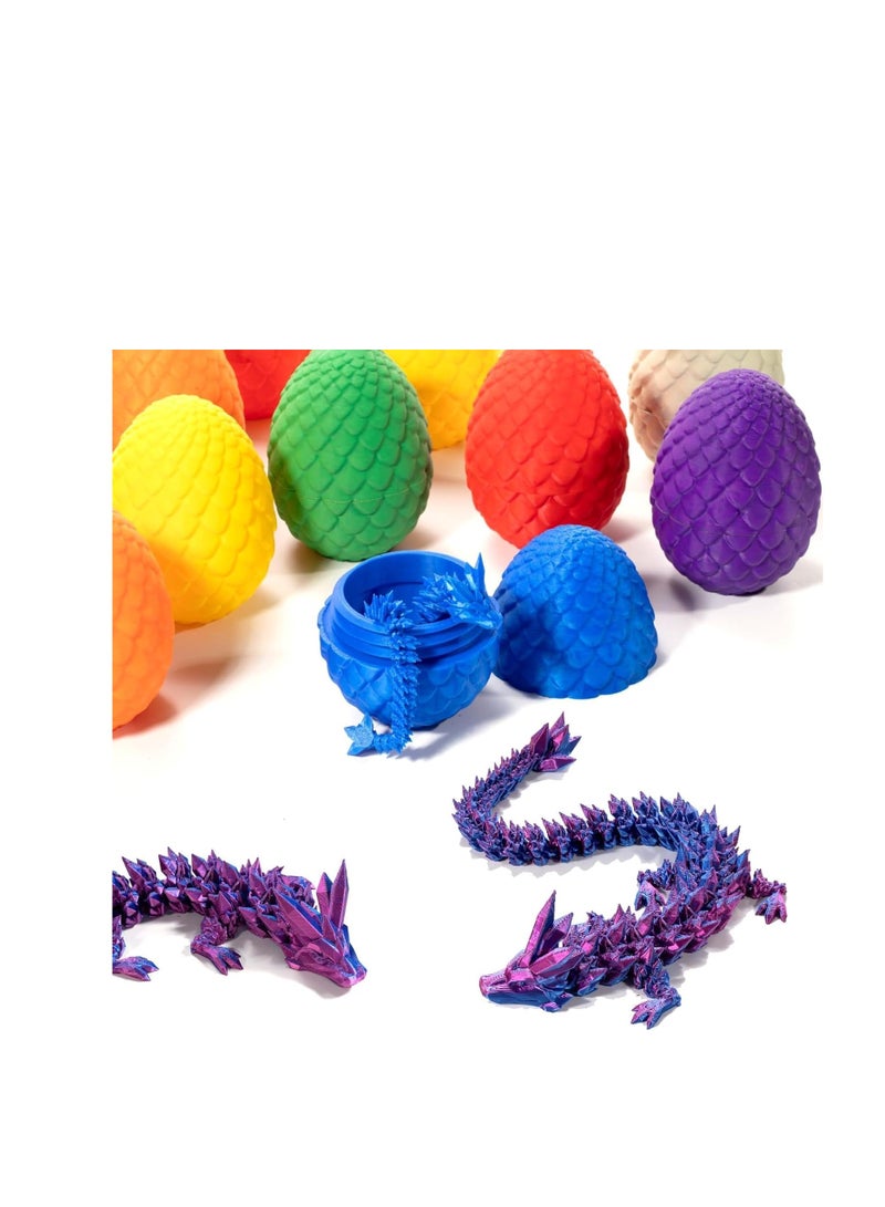 3D Printed Dragon in Egg, Full Articulated Dragon Crystal Dragon with Dragon Egg, Home Office Decor Executive Desk Toys, Adults Fidget Toys for ADHD - Image 2