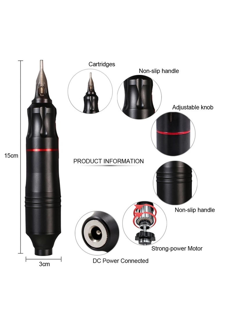 Tattoo Pen Kit, All In One Tattoo Machine Set, Durable Safe Tattoo Supplies Kit, Tattoo Pen, Tattoo Integrated Needles, Tattoo ment 10 Colors Set, Steel Pedal, Repair Cream, Bnadage, (Golden Suit) - Image 2