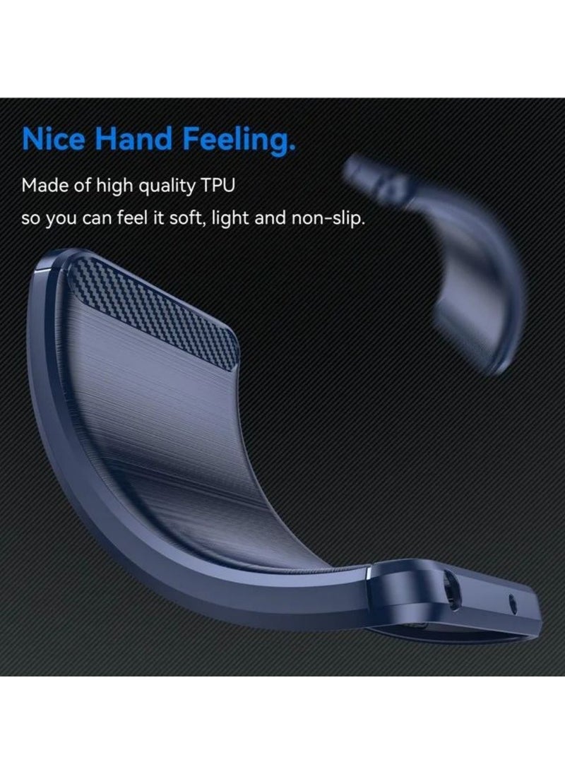 ICARLUS For iPhone 16 Pro Max TPU Case Brushed Carbon Fiber Texture Phone Cover - Blue  - Image 3