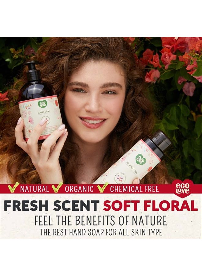 ecoLove Natural Liquid Hand Soap - Organic Tomato and Beetroot - No SLS or Parabens - Vegan and Cruelty-Free Hand Soap, 17.6 oz