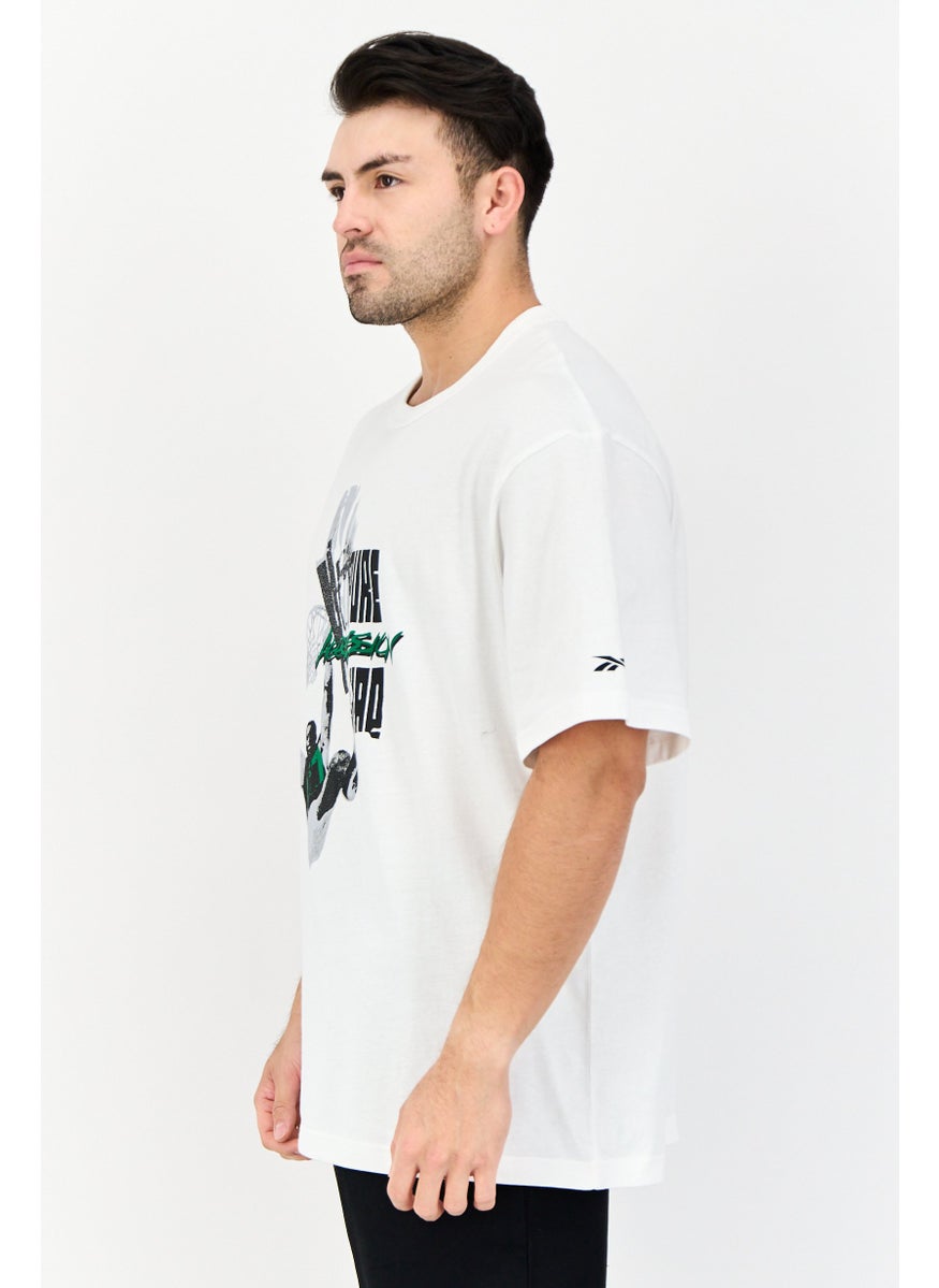 Reebok Men Sportswear Fit Short Sleeves Outdoor T-shirt, White  - Image 3