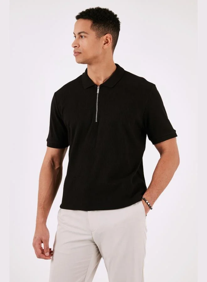 Buratti  Buratti Cotton Regular Fit Zippered Polo Collar T Shirt Men's Polo Collar T-Shirt 5902738 for Men | Best Price UAE
