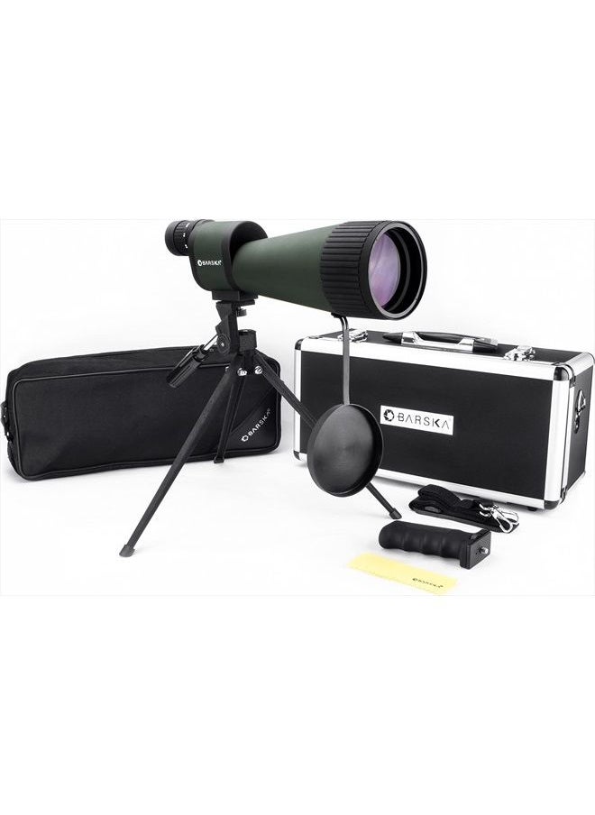 BARSKA Benchmark 25-125x88 Waterproof Straight Spotting Scope, Green/ Black  - Image 1