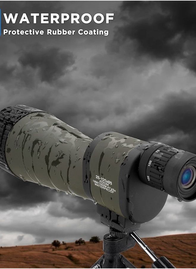 BARSKA Benchmark 25-125x88 Waterproof Straight Spotting Scope, Green/ Black  - Image 2