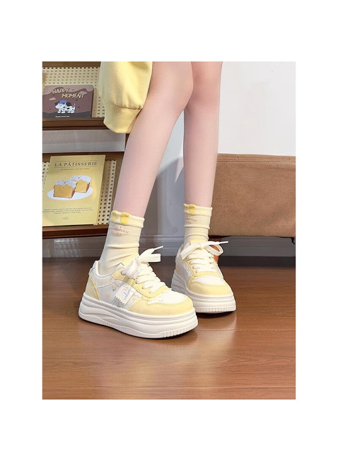 Humanity Renben Thick Sole Versatile White Sneakers For Women Students  Spring New Casual Sweet Girl Skater Shoes With Skirts - Image 4