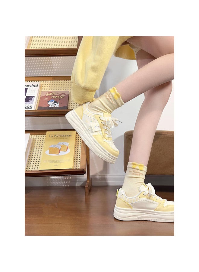 Humanity Renben Thick Sole Versatile White Sneakers For Women Students  Spring New Casual Sweet Girl Skater Shoes With Skirts - Image 3