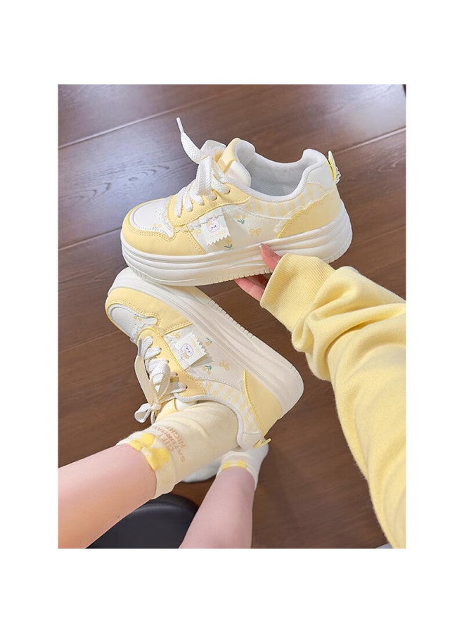 Humanity Renben Thick Sole Versatile White Sneakers For Women Students  Spring New Casual Sweet Girl Skater Shoes With Skirts - Image 1