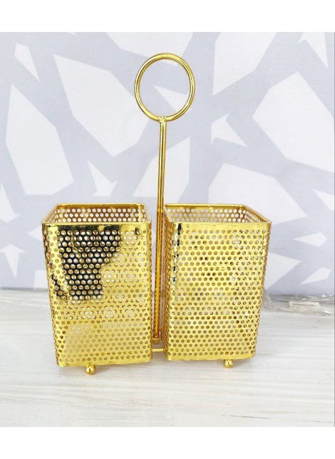 Generic - Gold Square Stainless Steel Spoon Colander – Stylish Fine Mesh Strainer for Kitchen Countertop Use – Durable and Rust-Resistant Cooking Tool for Tea, Broth, and Frying - Image 1