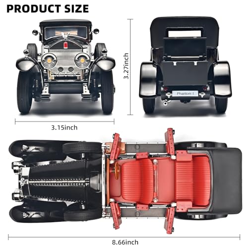RZAPE Model Car Kits Adults and Boys 124 Diecast Cars Phantom Generation Vintage Car CollectiblesDie Cast Metal Pull Back Cars with Lights and SoundsToy Cars for Boys Age 312Black - Image 5
