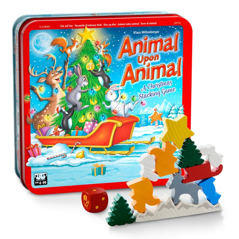 HABA Animal Upon Animal Christmas Limited Edition Wooden Stacking Game in Collector's Tin - Fun Games with Wooden Animals & Christmas Games - Image 1