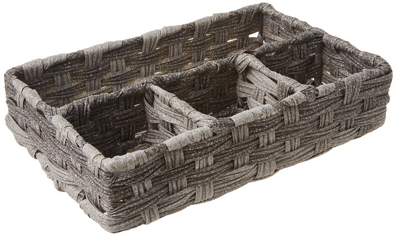 Whitmor Split Rattique 4 Section Tray Gray Wash - Image 1
