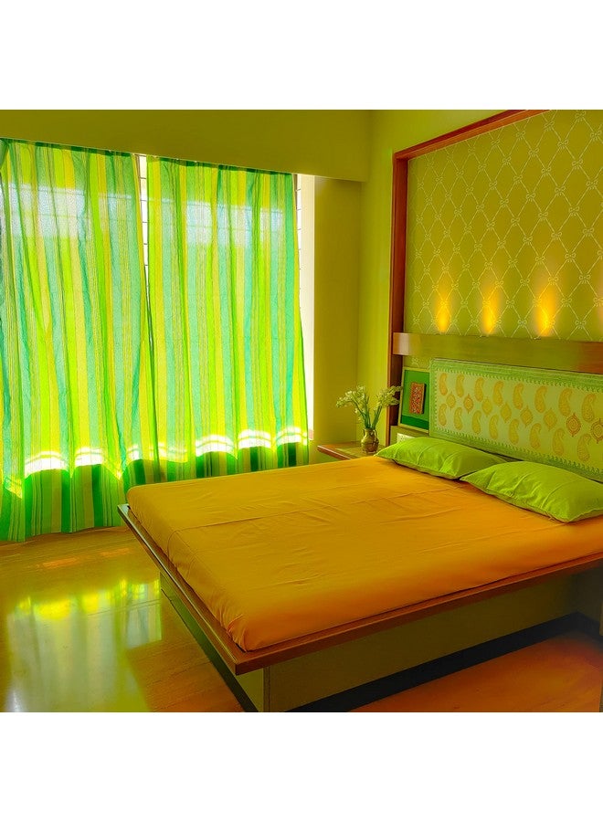 RANGBHAR Handloom Cotton Solid Bedsheet for Double Bed, Organic Woven Bedsheet with 2 Pillow Covers, Yellow, 90 x 100 inch - Image 5
