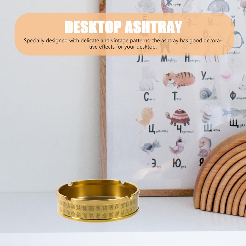 منفضة سجائر معدنية من النحاس الأصفر صغيرة مستديرة حامل رماد السجائر للطاولة المنزلية والمكتبية - Image 5