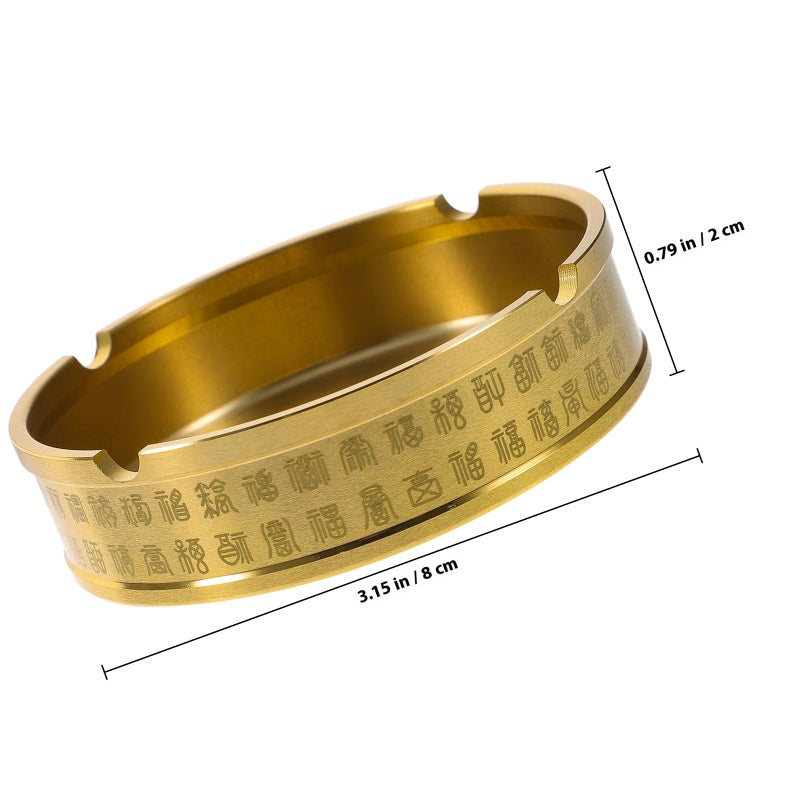 منفضة سجائر معدنية من النحاس الأصفر صغيرة مستديرة حامل رماد السجائر للطاولة المنزلية والمكتبية - Image 3