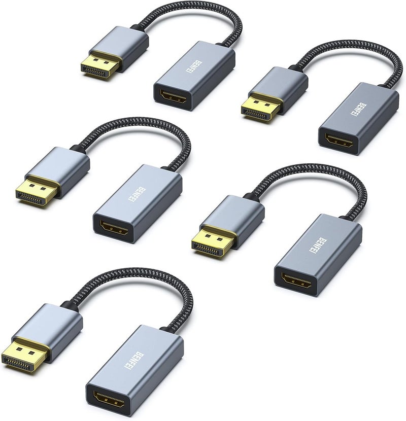 BENFEI 5 Pack 4K DisplayPort to HDMI Adapter Cable 2K 60Hz 1080p 120Hz UniDirectional Display Port to HDMI Monitor Converter Compatible for HP Dell GPU AMD NVIDIA More Male to Female - Image 2