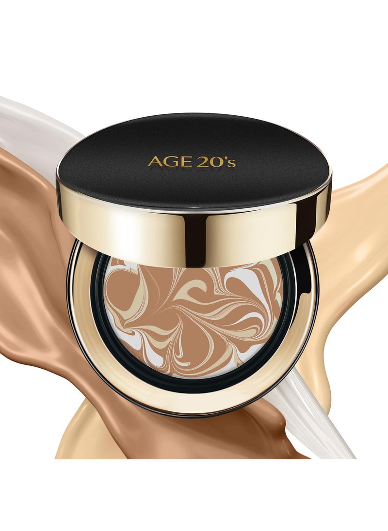 AGE 20's AGE20'S Signature Essence Pact SPF 50+ | Pack of 1 | 27 Medium | Cream Foundation, Dewy Finish, Natural Coverage | Korean Cushion Foundation 
